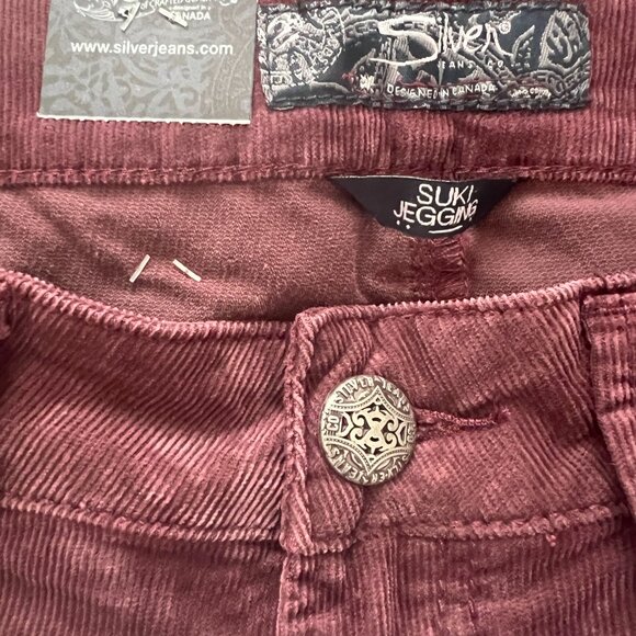 NWT Silver Jeans Mauve/Light Burgundy Suki Corduroy Jegging Size 28 Reg. $78 - Picture 5 of 11